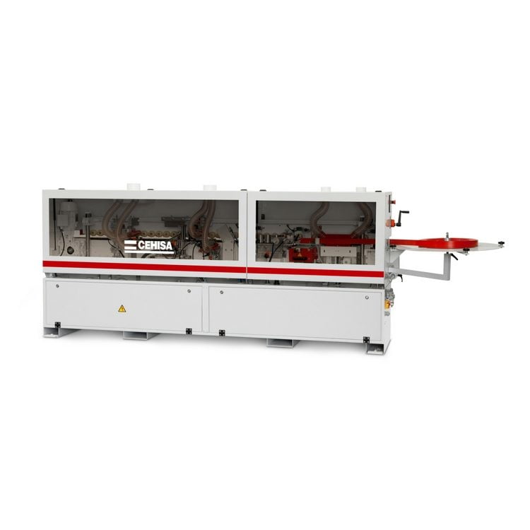 Front shot of the Cehisa Model Compact PCS Edgebander with Pre-Milling, Corner Rounding edgebander.